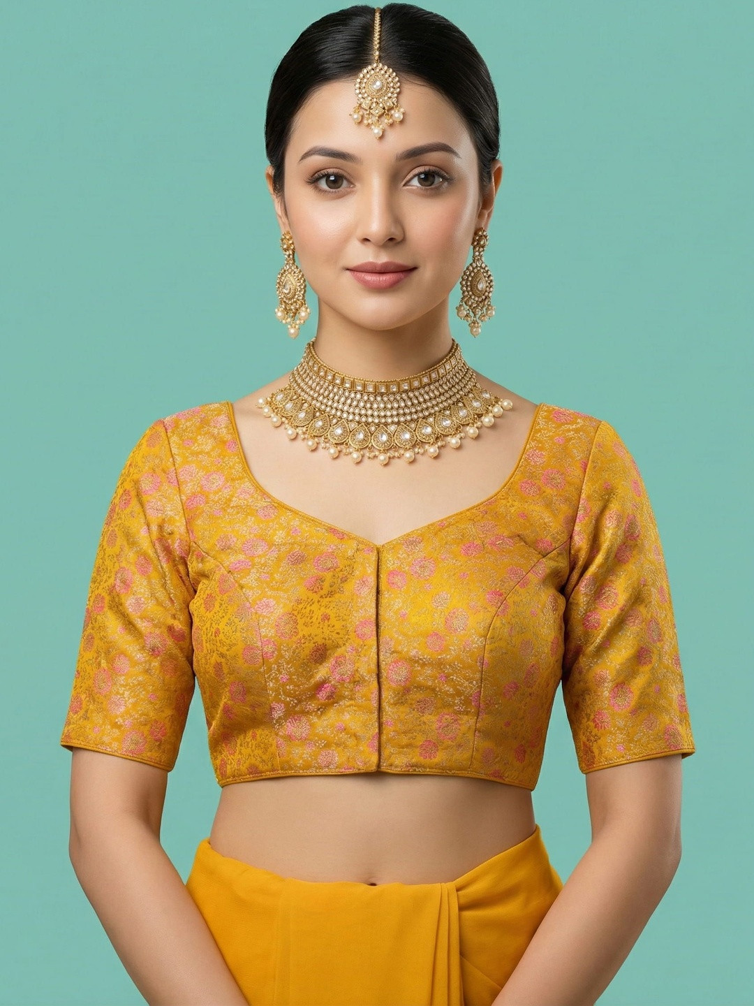 Niraha Brocade Woven Design Brocade Saree Blouse
