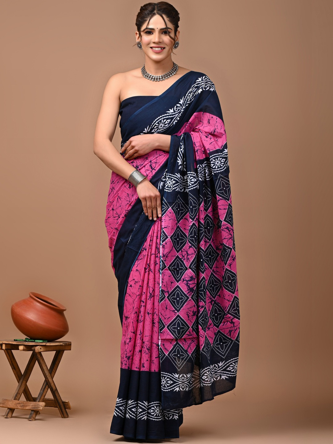 RAMNATHS Batik Pure Cotton Handloom Saree
