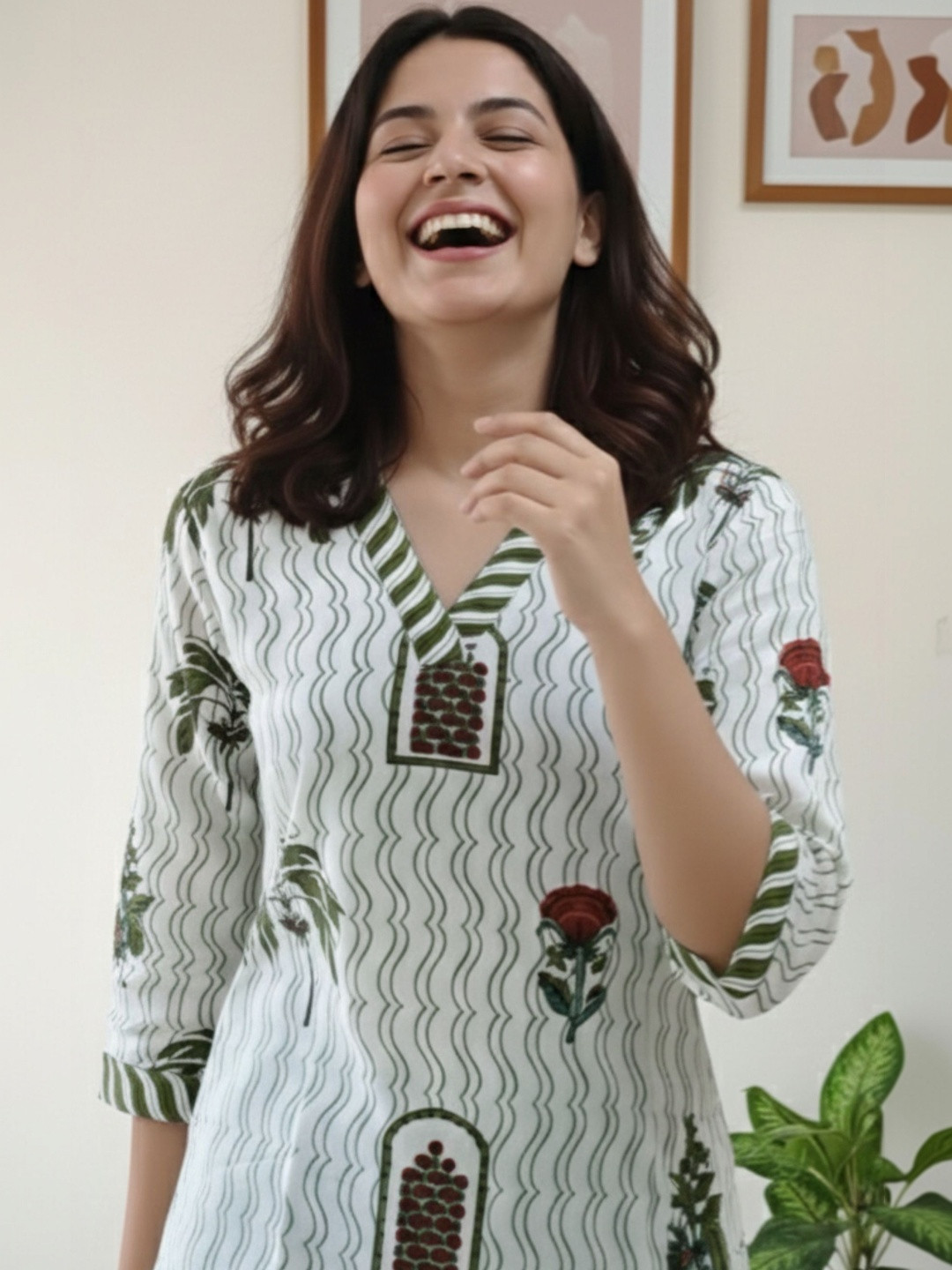 Zyla Women Ethnic Motifs Printed Block Print Kurta