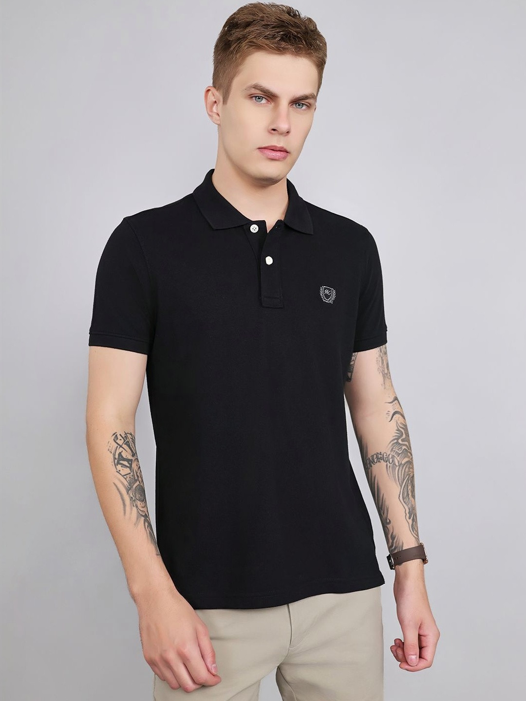 Monte Carlo Men Brand Logo Polo Collar Pure Cotton T-shirt