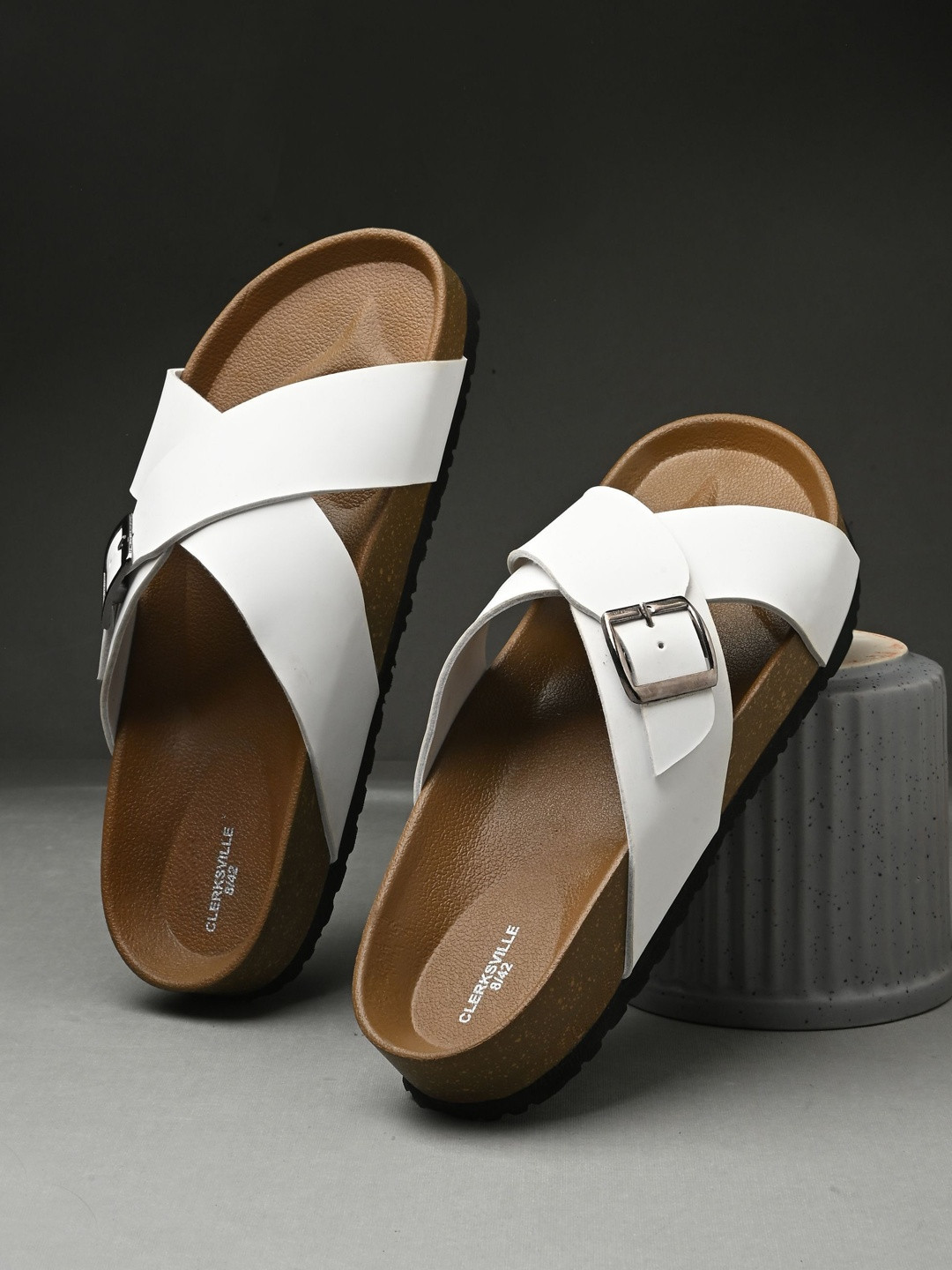CLERKSVILLE Men Casual Comfort Sandals with Buckle Everyday Slip-On Footwear