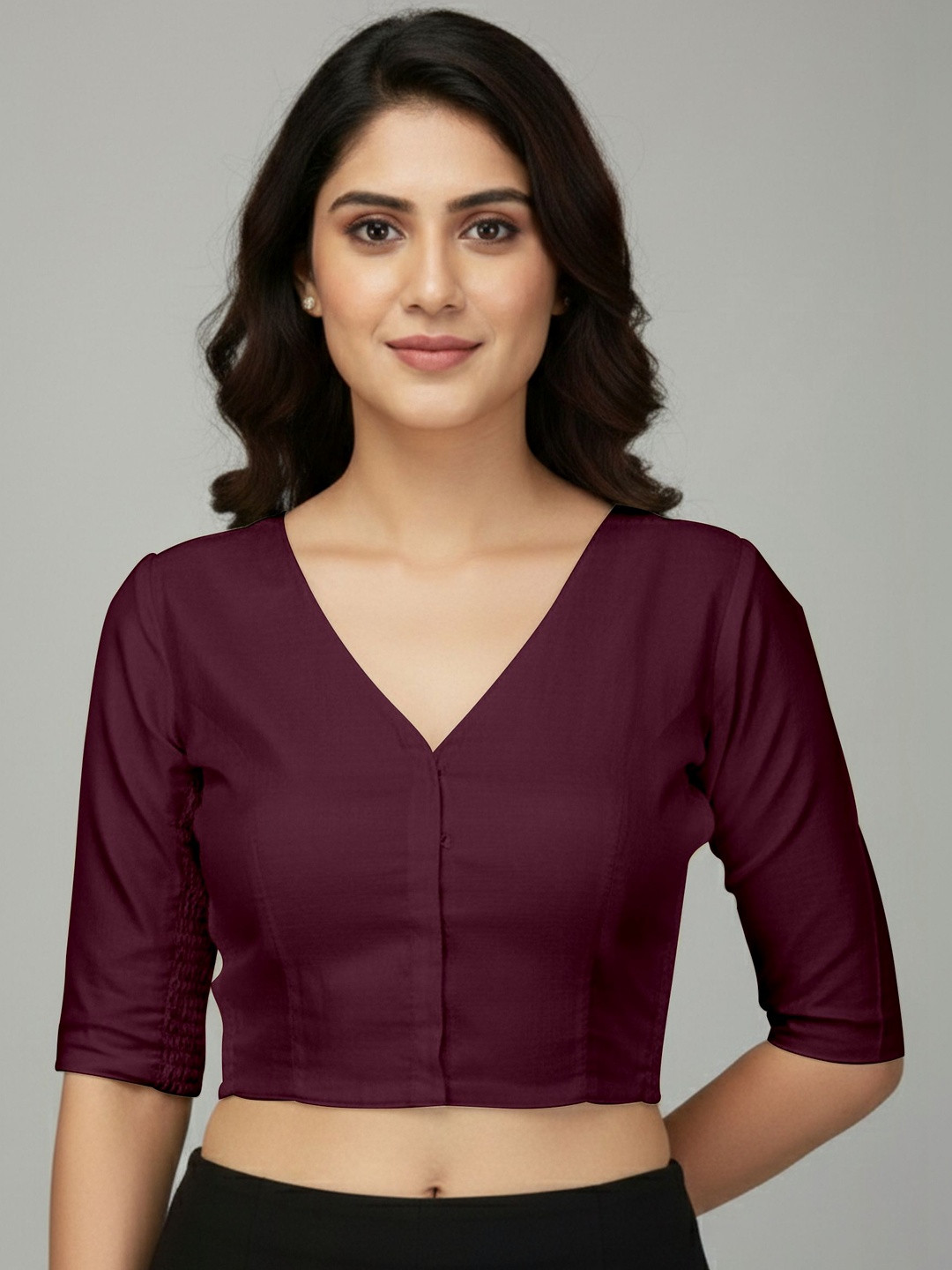 Mehrang Women Solid Cotton Blend Saree Blouse