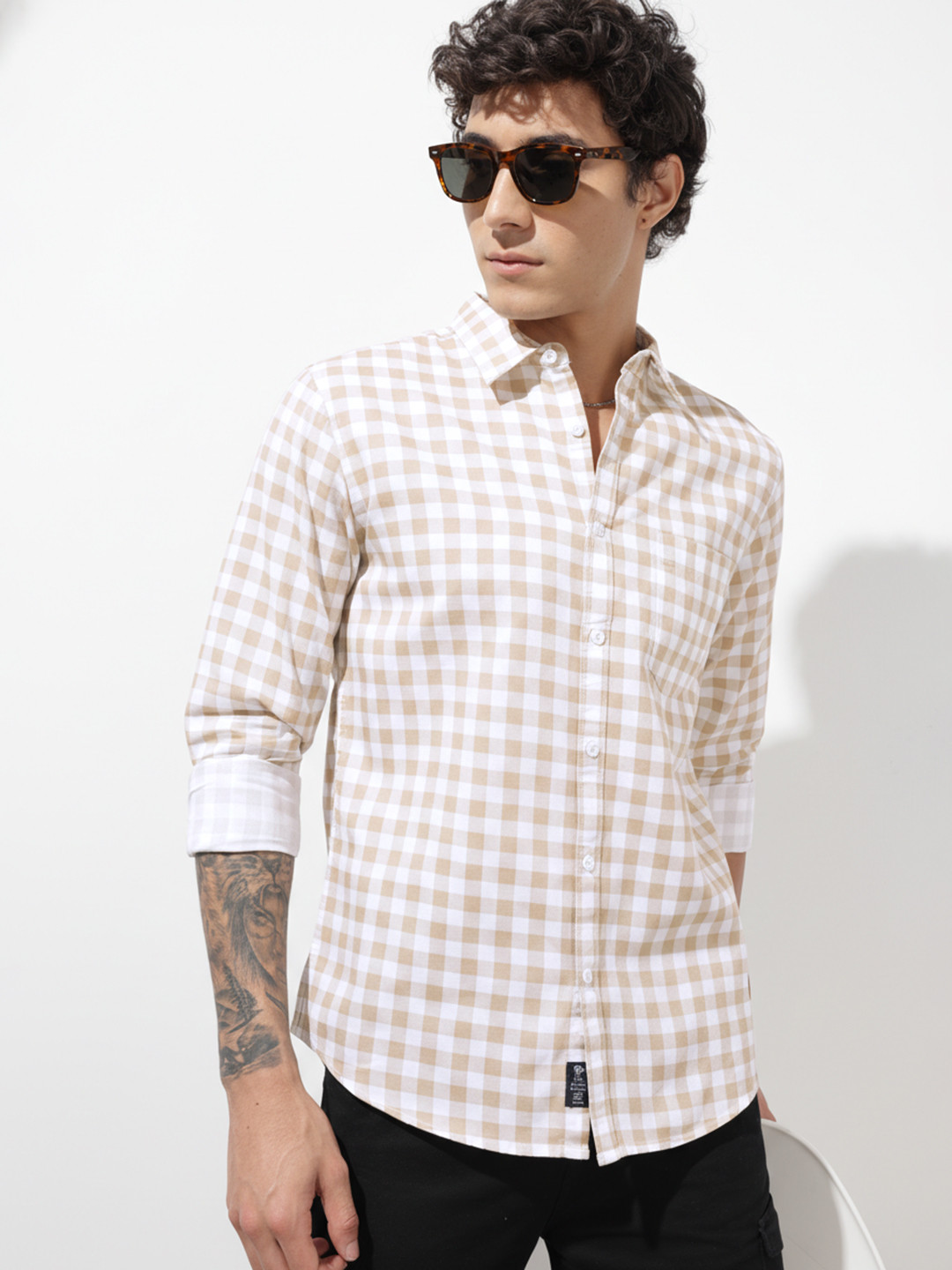 The Roadster Life Co. Gingham Checked Pure Cotton Casual Shirt