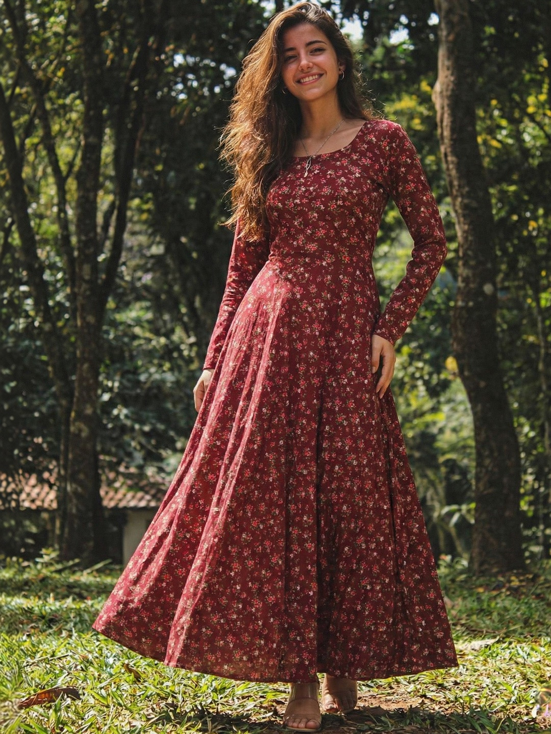 DHAKRE FASHION Floral Print Maxi Dress