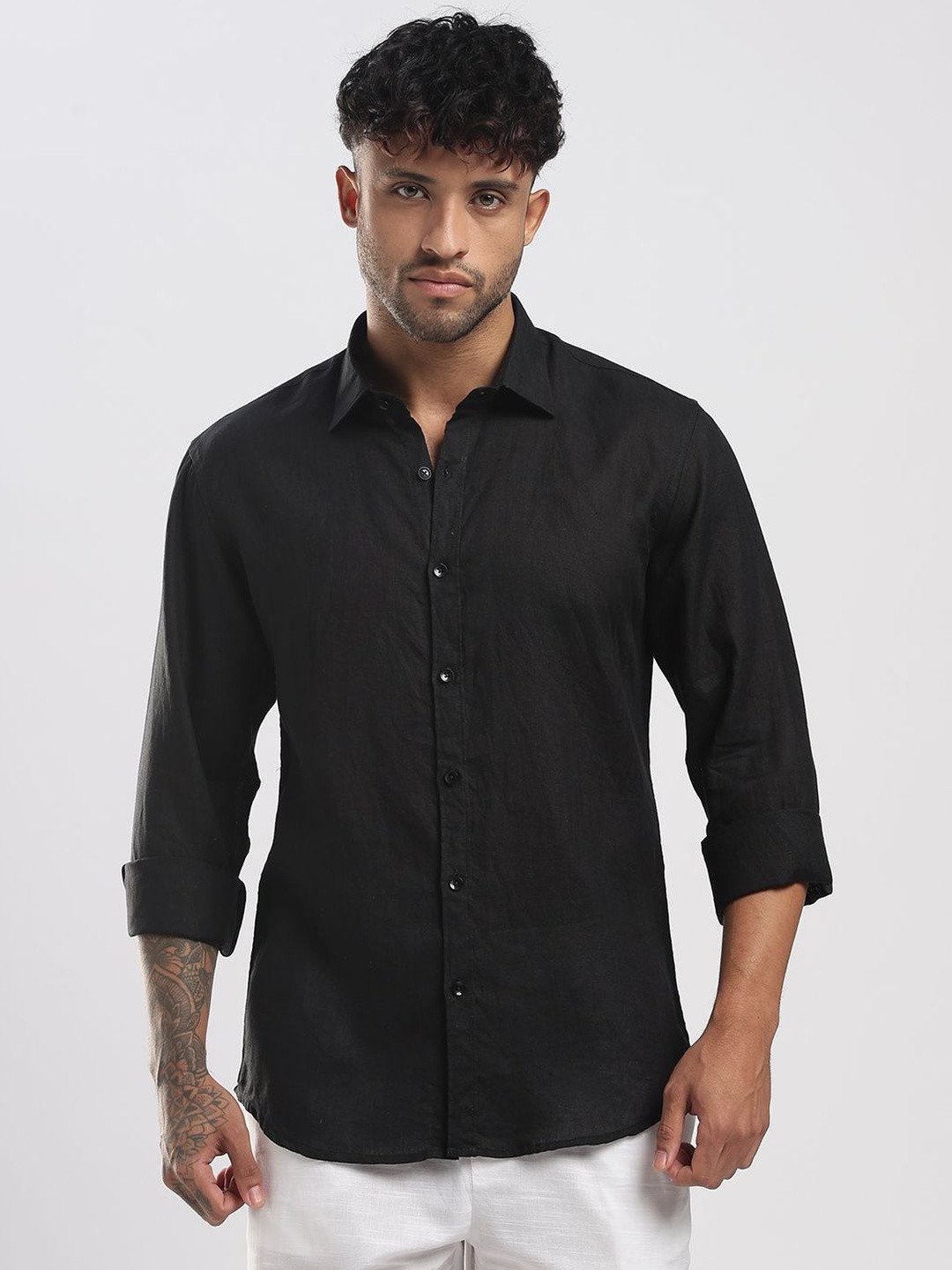 VELLURE Men Pure Linen Full Sleeve Shirt