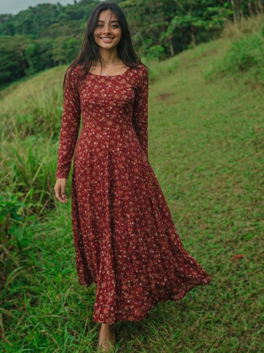 DHAKRE FASHION Floral Print Fit & Flare Maxi Dress