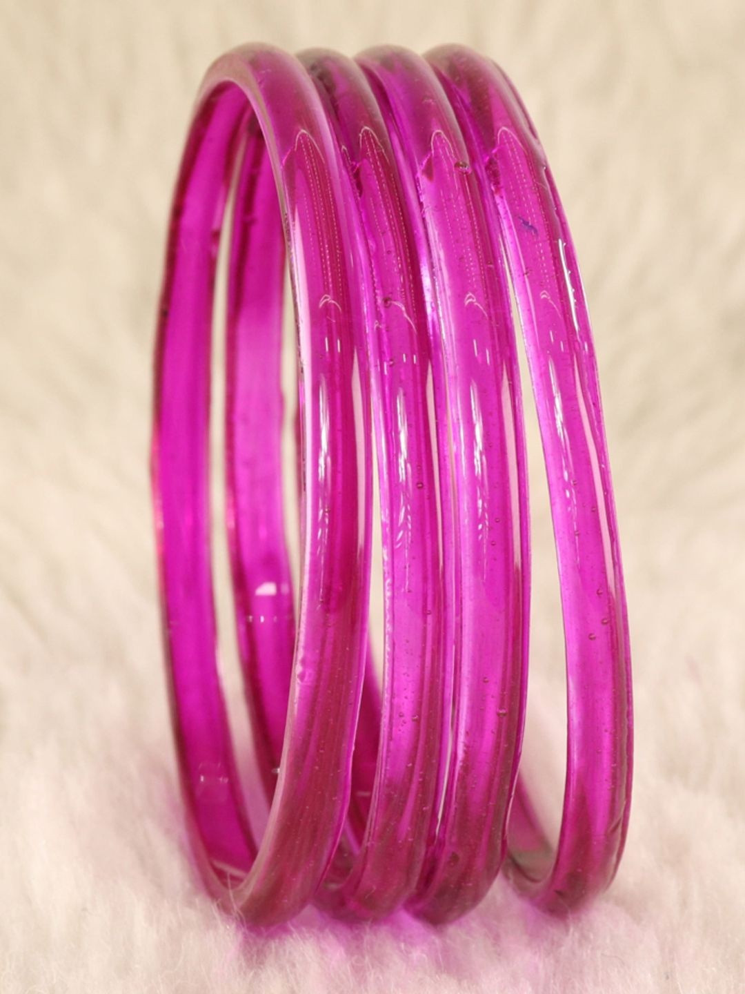 STYOLLO Set Of 4 Transparent Glass Kada Bangles