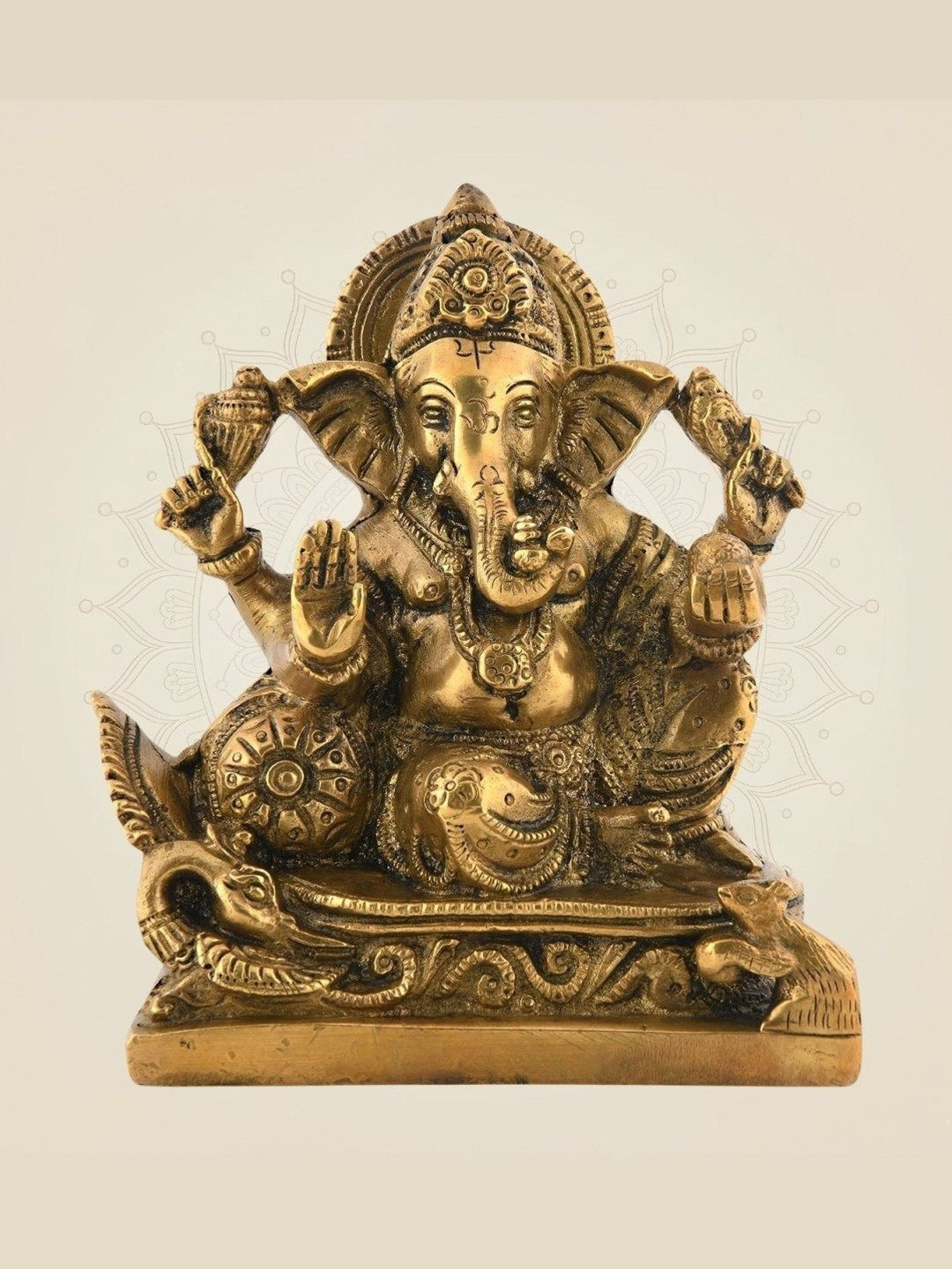 Luxeartisanship Ganesha Idol Multi Brass Antique Finish Handcrafted Showpieces 5.5 Inch