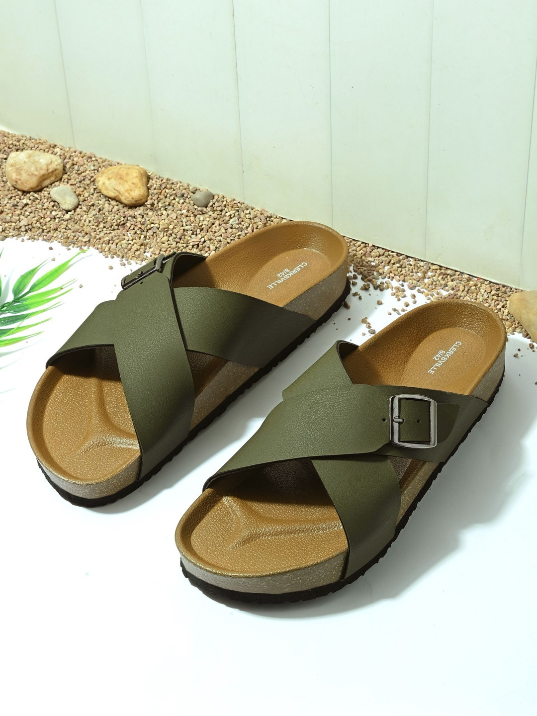CLERKSVILLE Men Casual Comfort Sandals with Buckle Everyday Slip-On Footwear