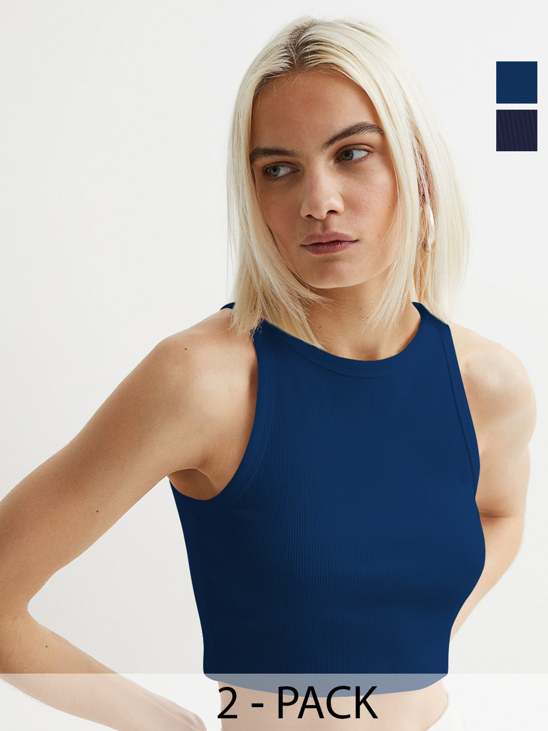 CREZYVEZY Ribbed Pack Of 2 Sleeveless Crop Top