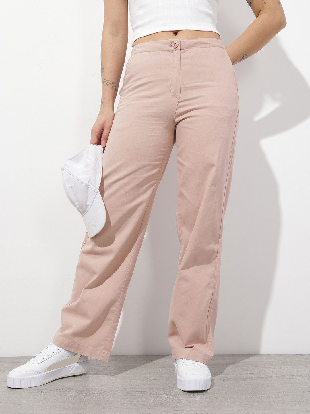 The Roadster Life Co. Women Pure Cotton Chinos Trousers