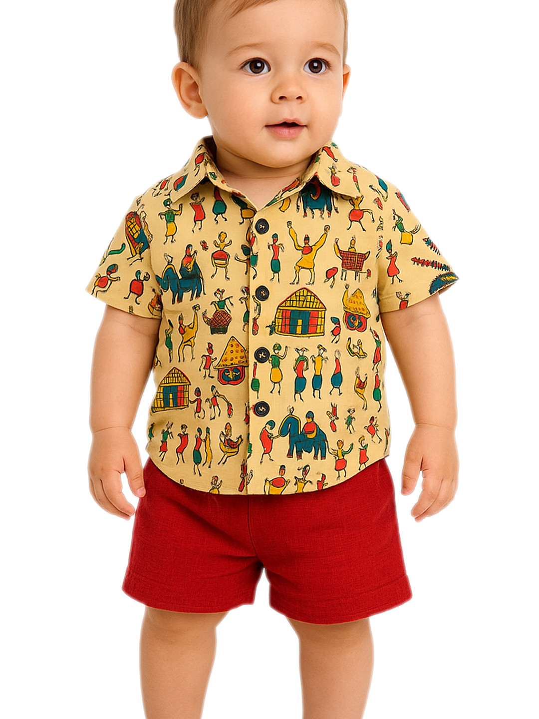 BAESD Boys Printed Pure Cotton Shirt with Shorts