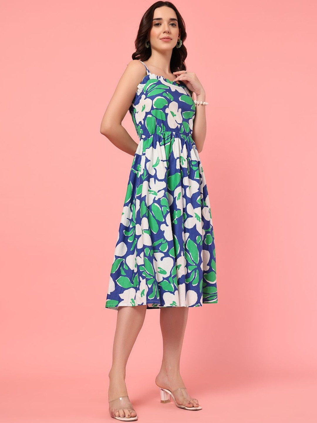 GULABiDRESS Floral Print Fit & Flare Midi Dress