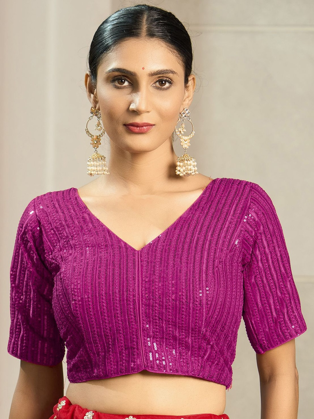 HERE&NOW Embellished Sequinned Saree Blouse
