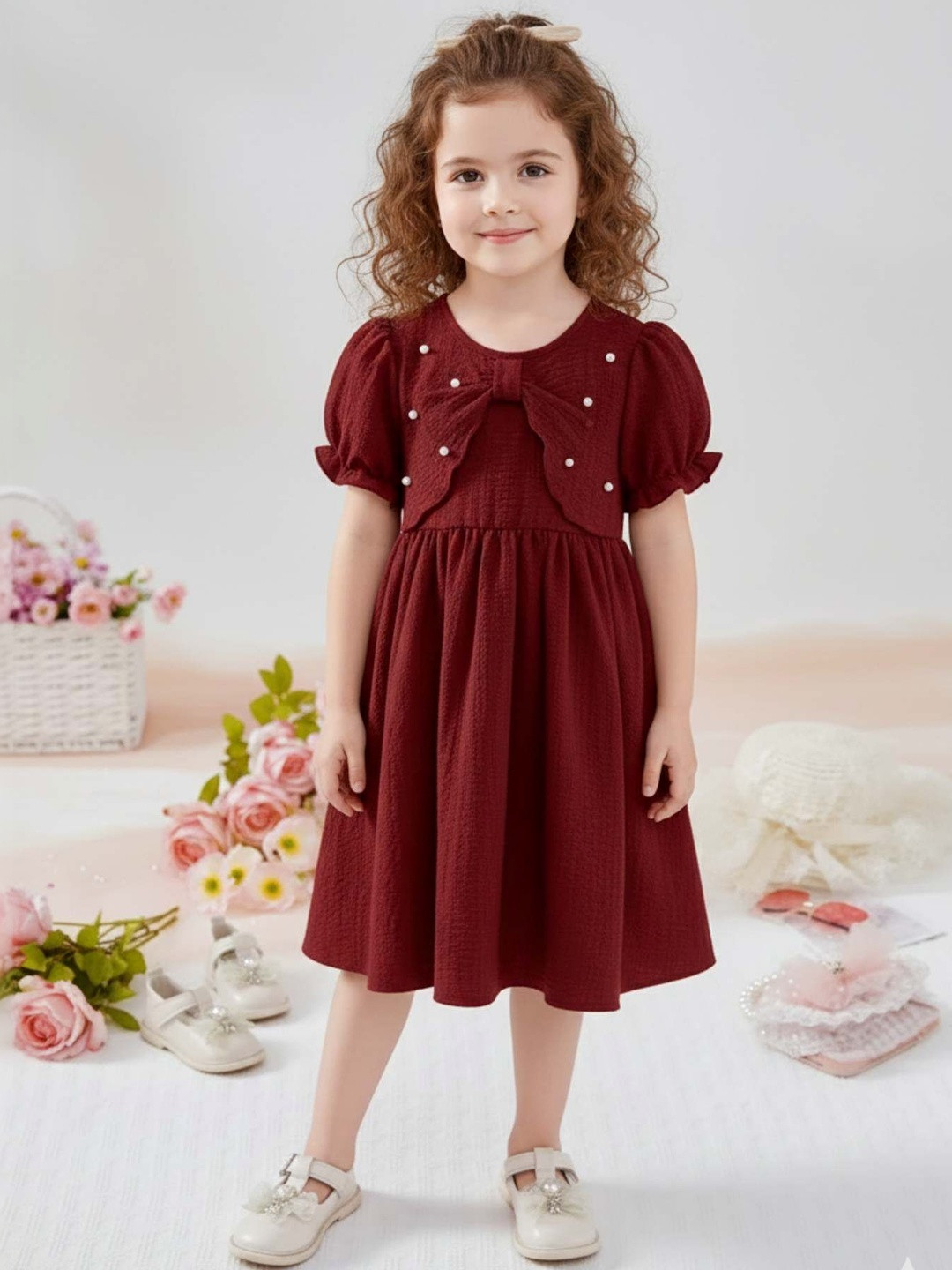 MENSBIT Puff Sleeve A-Line Dress