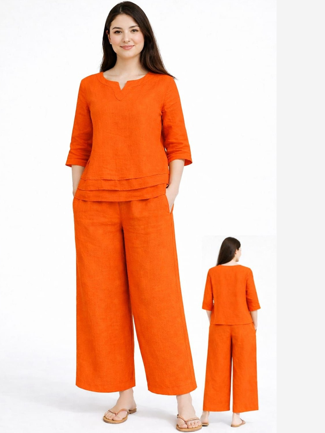 Koshiks Cotton Solid Top with Trousers