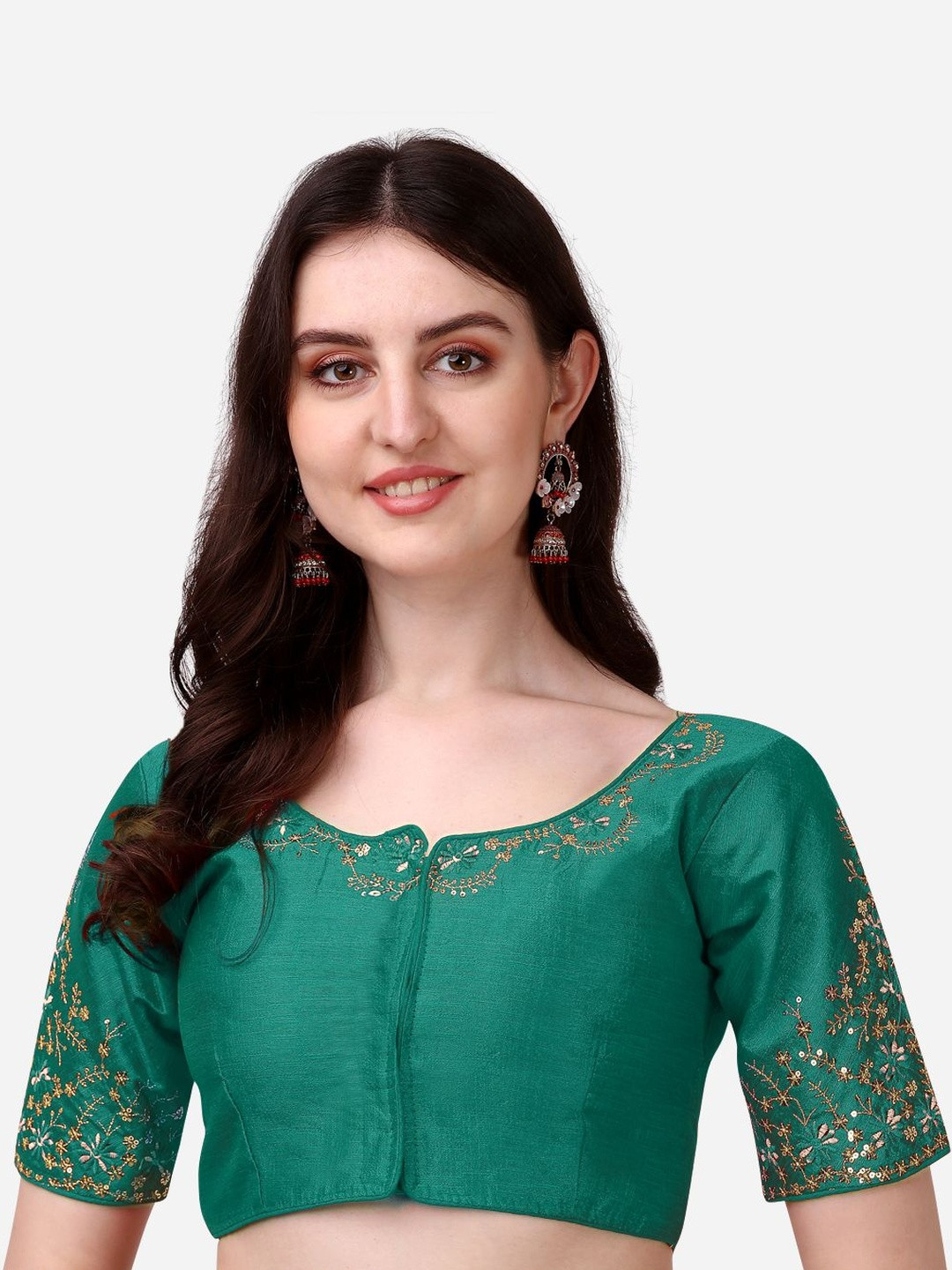 HERE&NOW Dupion Embroidered Sequinned Saree Blouse