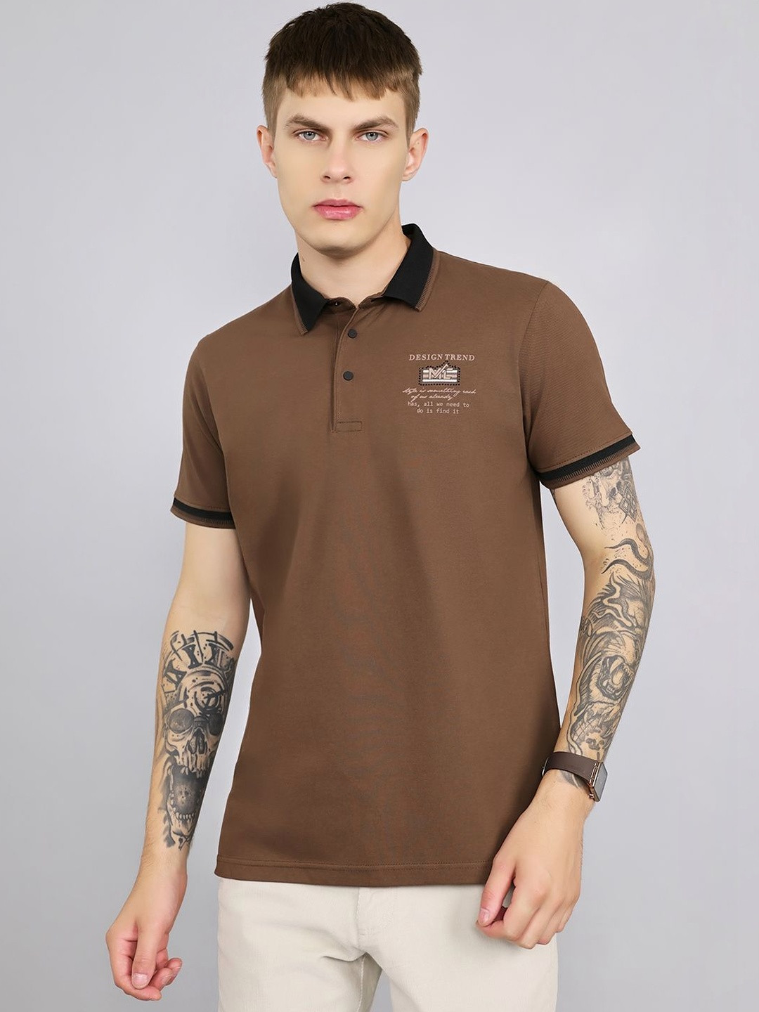 Monte Carlo Men Typography Printed Polo Collar T-shirt