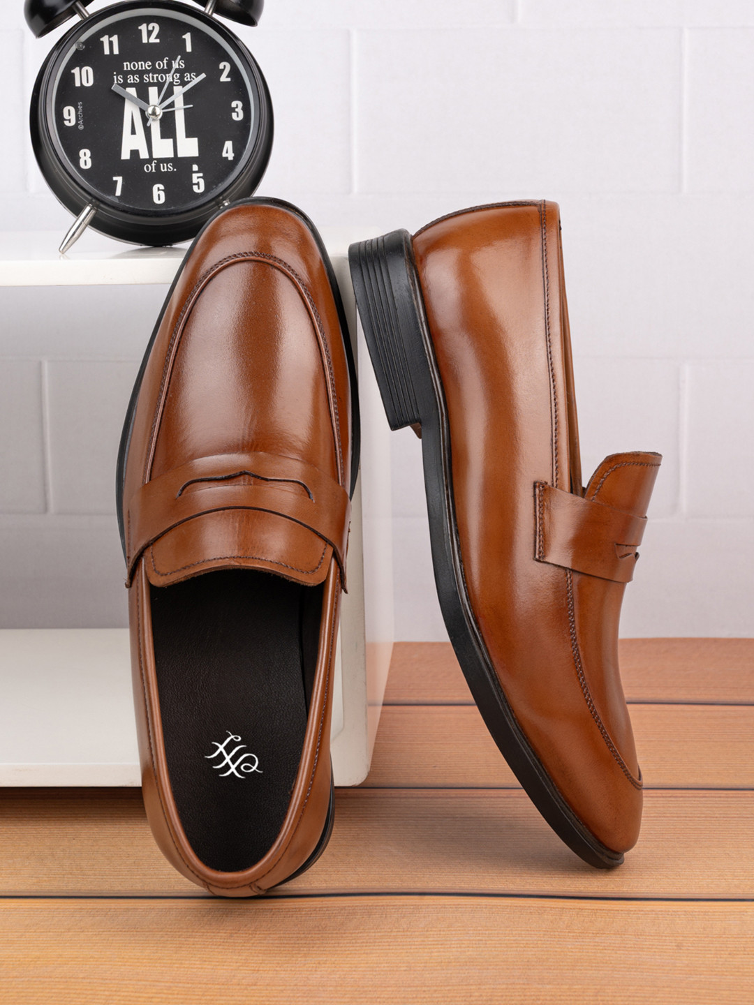 House of Pataudi Men Leather Formal Round Toe Slip-Ons