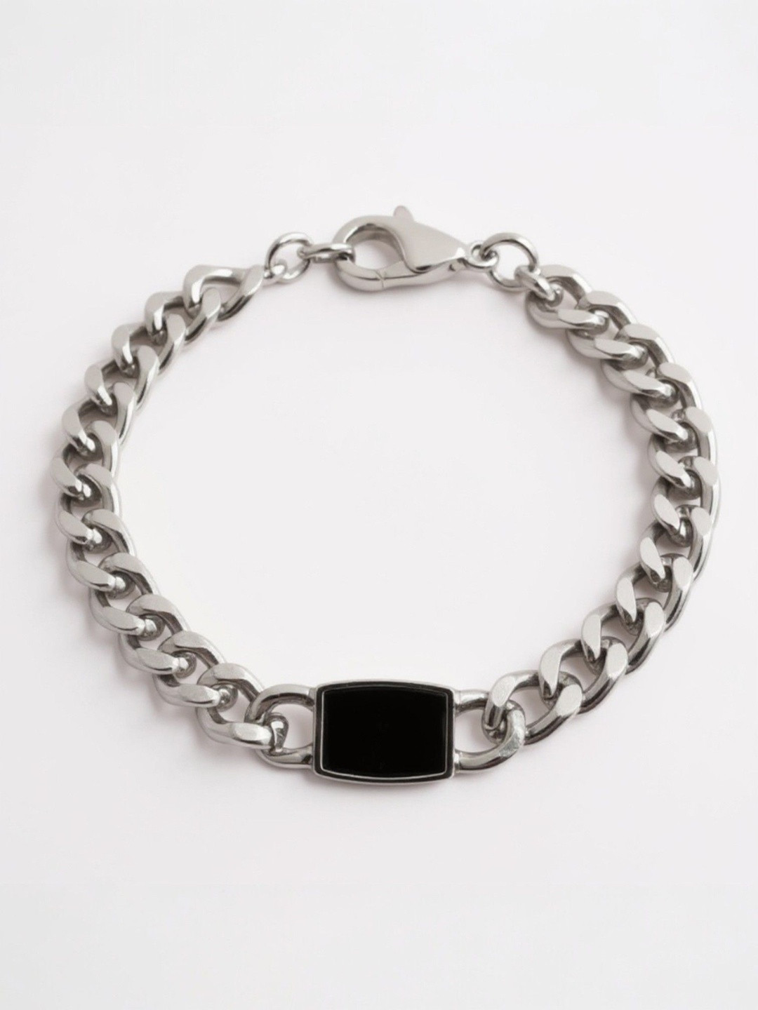 RAPPERSSHOP Men Silver-Plated Link Bracelet
