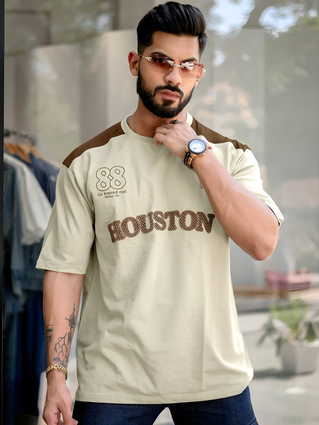 Maniac Men Typography Printed T-shirt