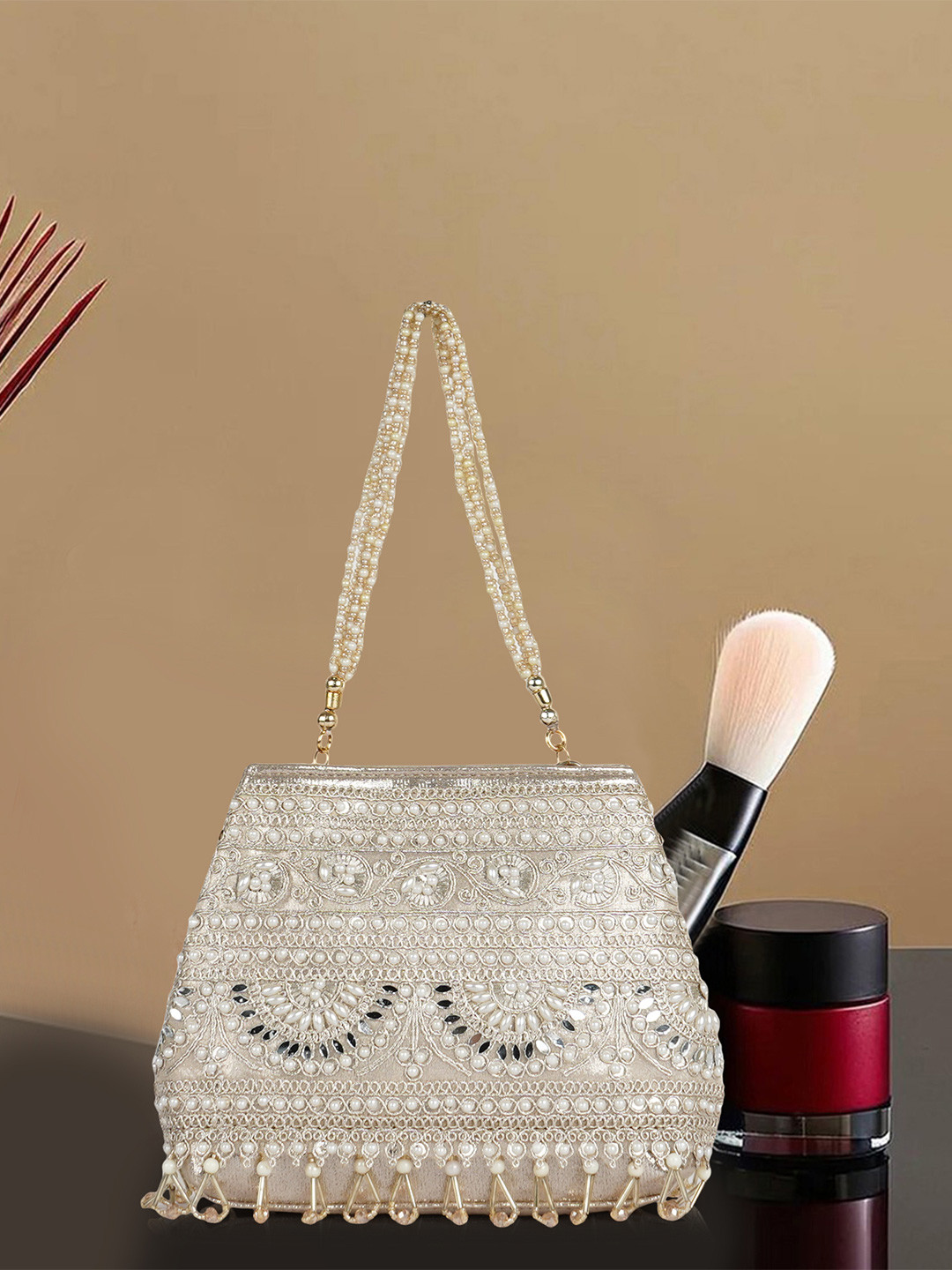 NEVIS Embroidered Embellished Potli Clutch