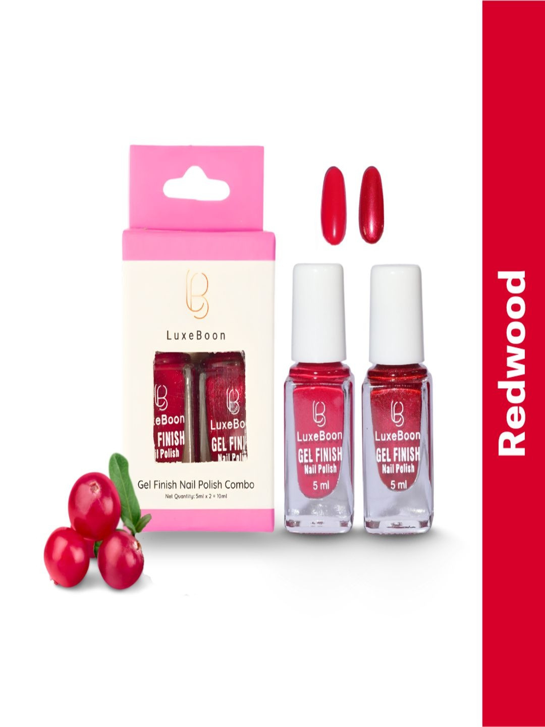 LUXEBOON Set Of 2 Matte & Glitter Gel Finish Nail Polish - 5 ml Each - Redwood