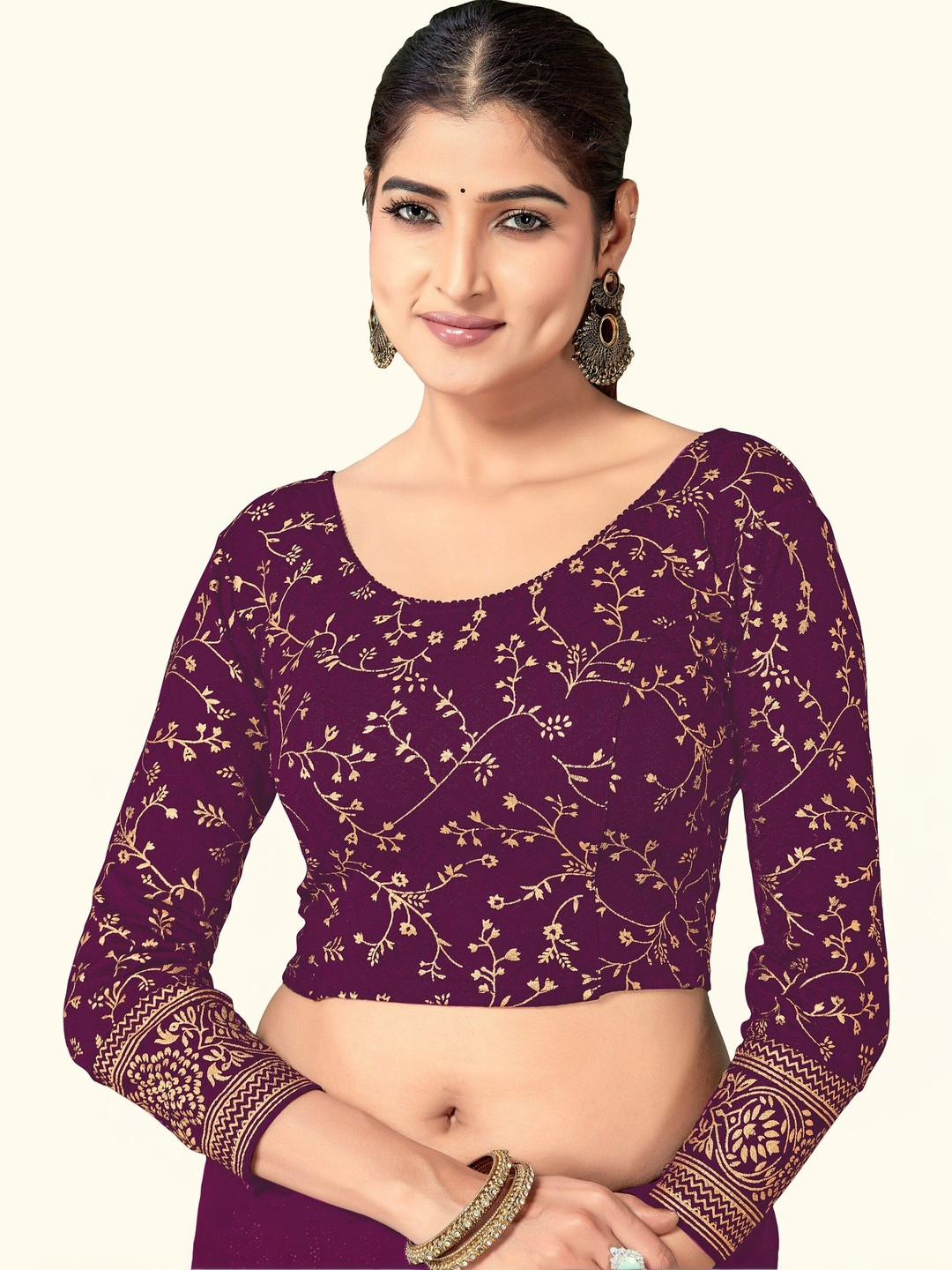 DRESQUE STORE Embroidered Thread Work Saree Blouse