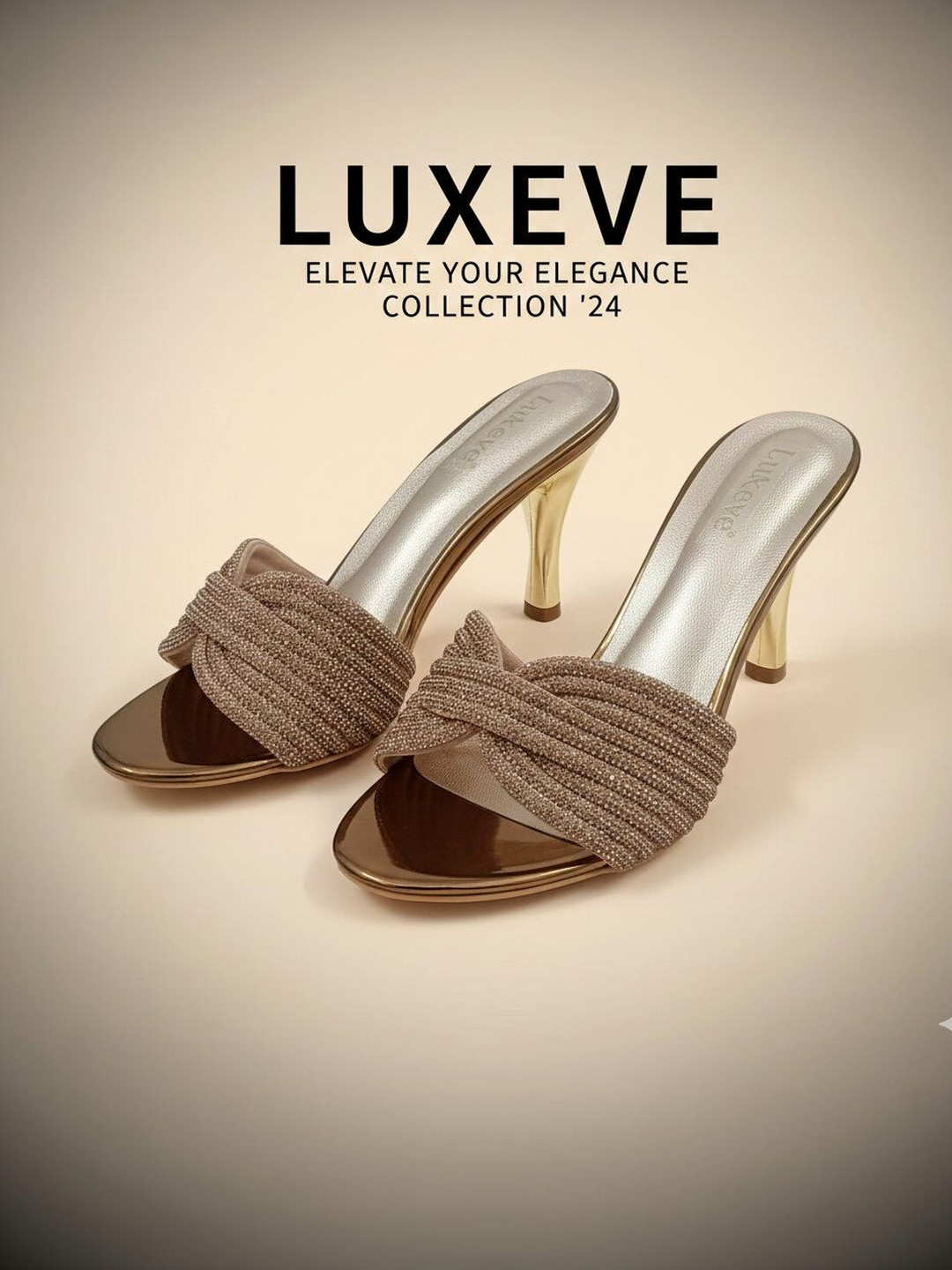 LUXEVE Textured Party Stiletto Mules