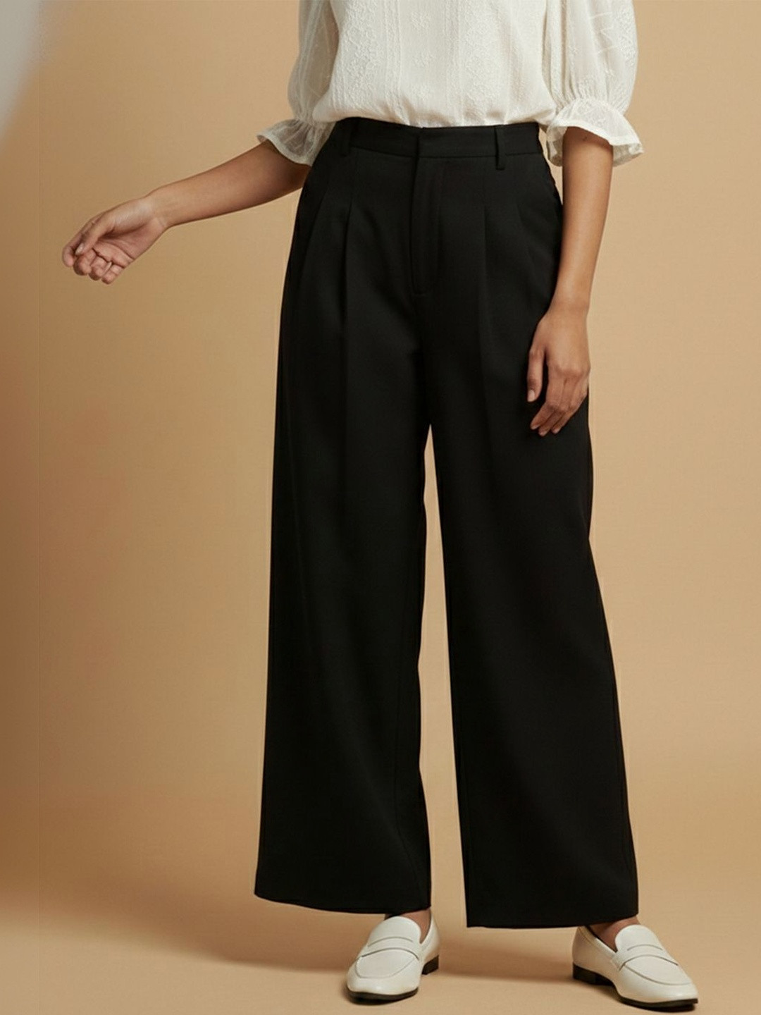 CORSICA Women High-Rise Pleated Zip Trousers