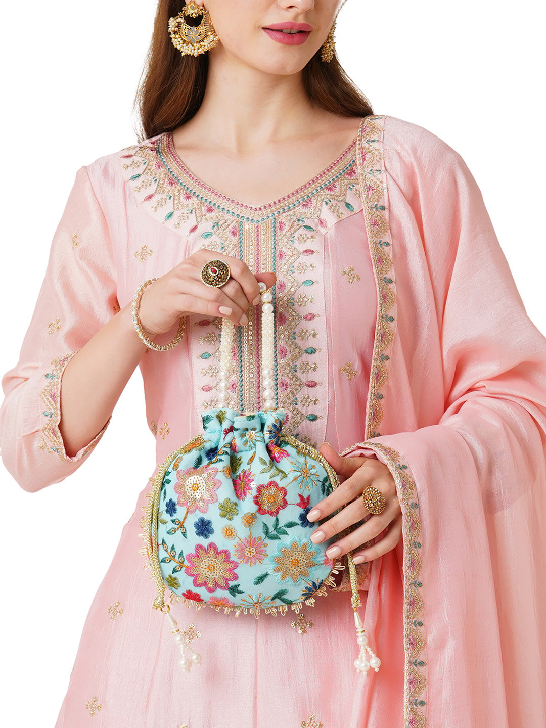 Lavie Women Jiya Floral Embroidered Potli