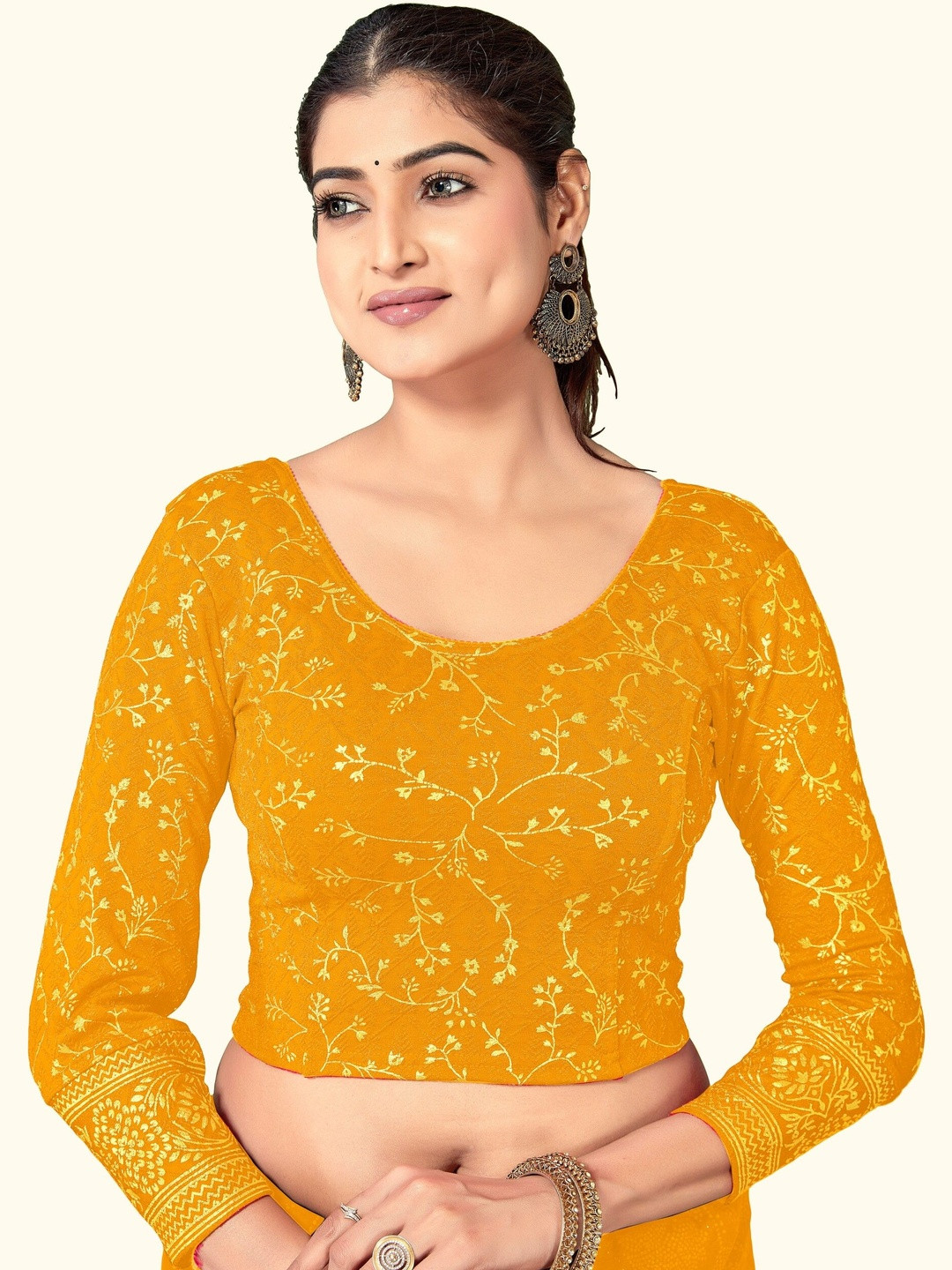DRESQUE STORE Woven Design Zari Saree Blouse
