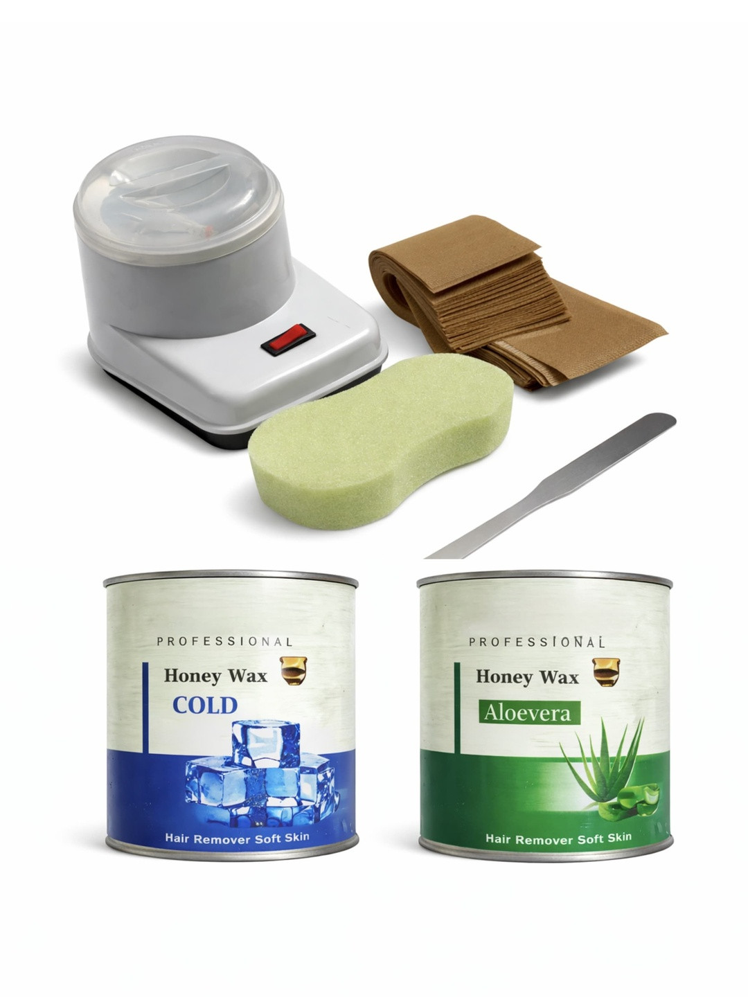 aswinihomeo Set Of 2 Cold & Aloe Vera Wax With Hair Removal Kit - 500 g Each