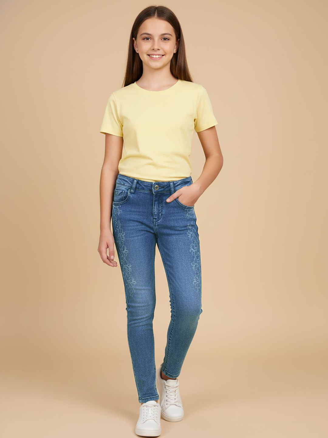 ZAB- ZEN ALPHA BETA Girls Regular Fit High-Rise Jeans