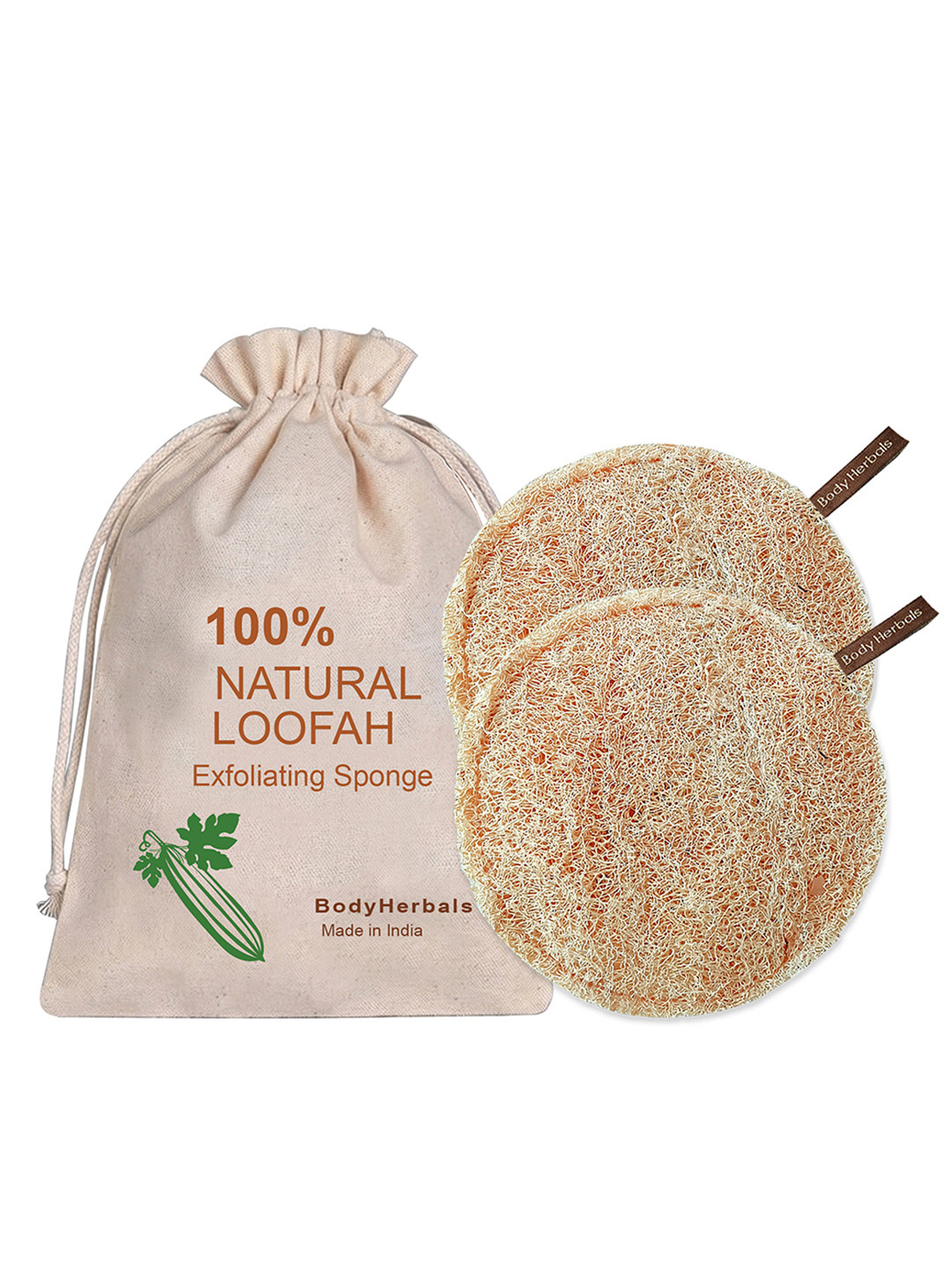 BodyHerbals Set Of 2 Sun Dried Bath Round Loofah