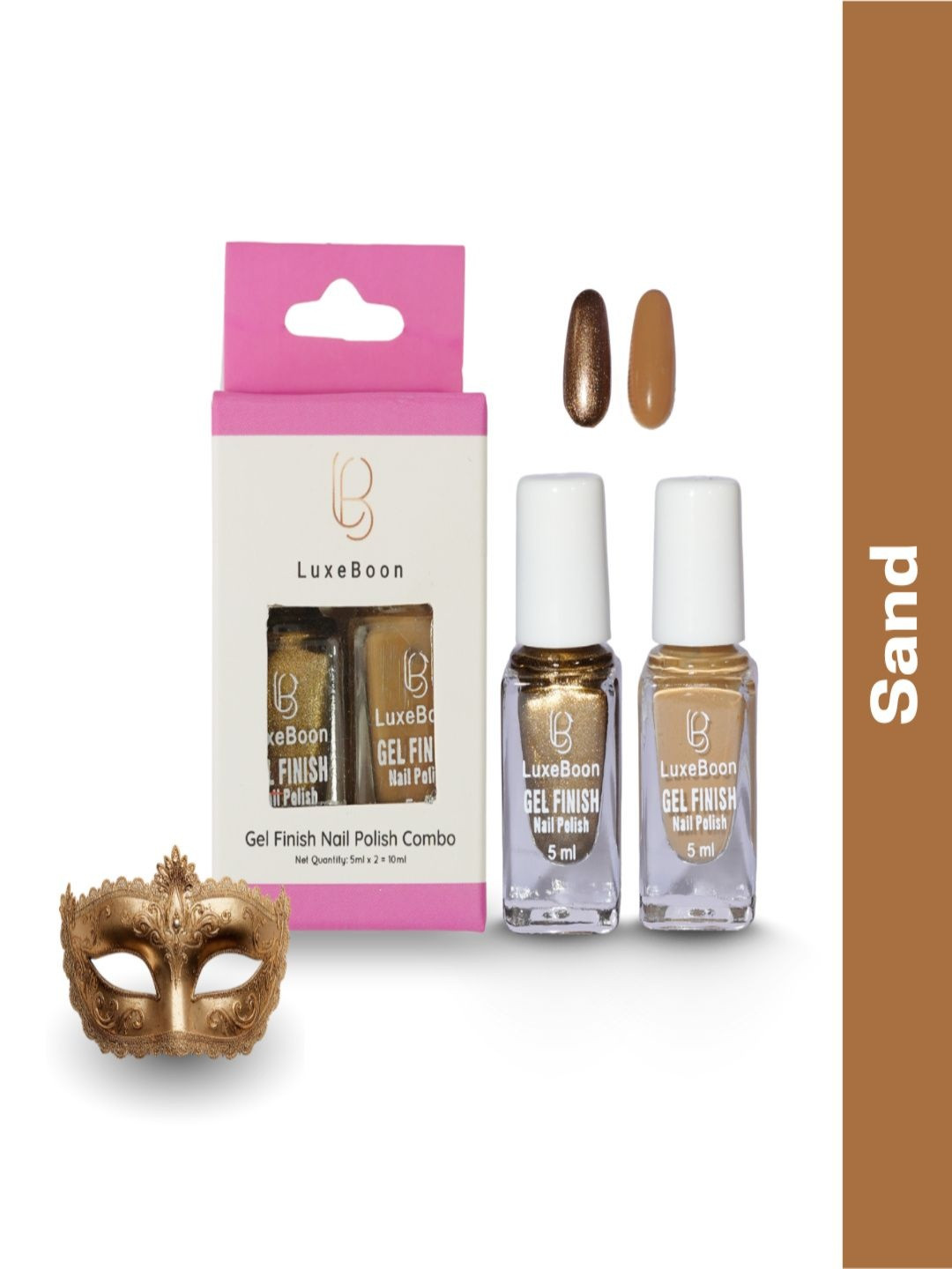 LUXEBOON Set Of 2 Matte & Glitter Gel Finish Nail Polish - 5 ml Each - Sand