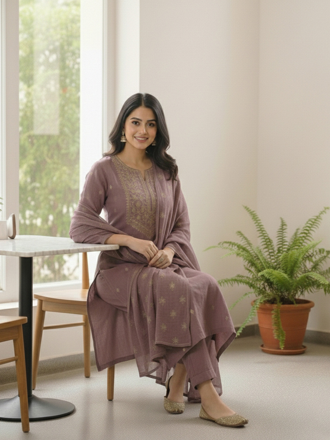 Aaghnya Women Printed Regular Kurta with Trousers & With Dupatta