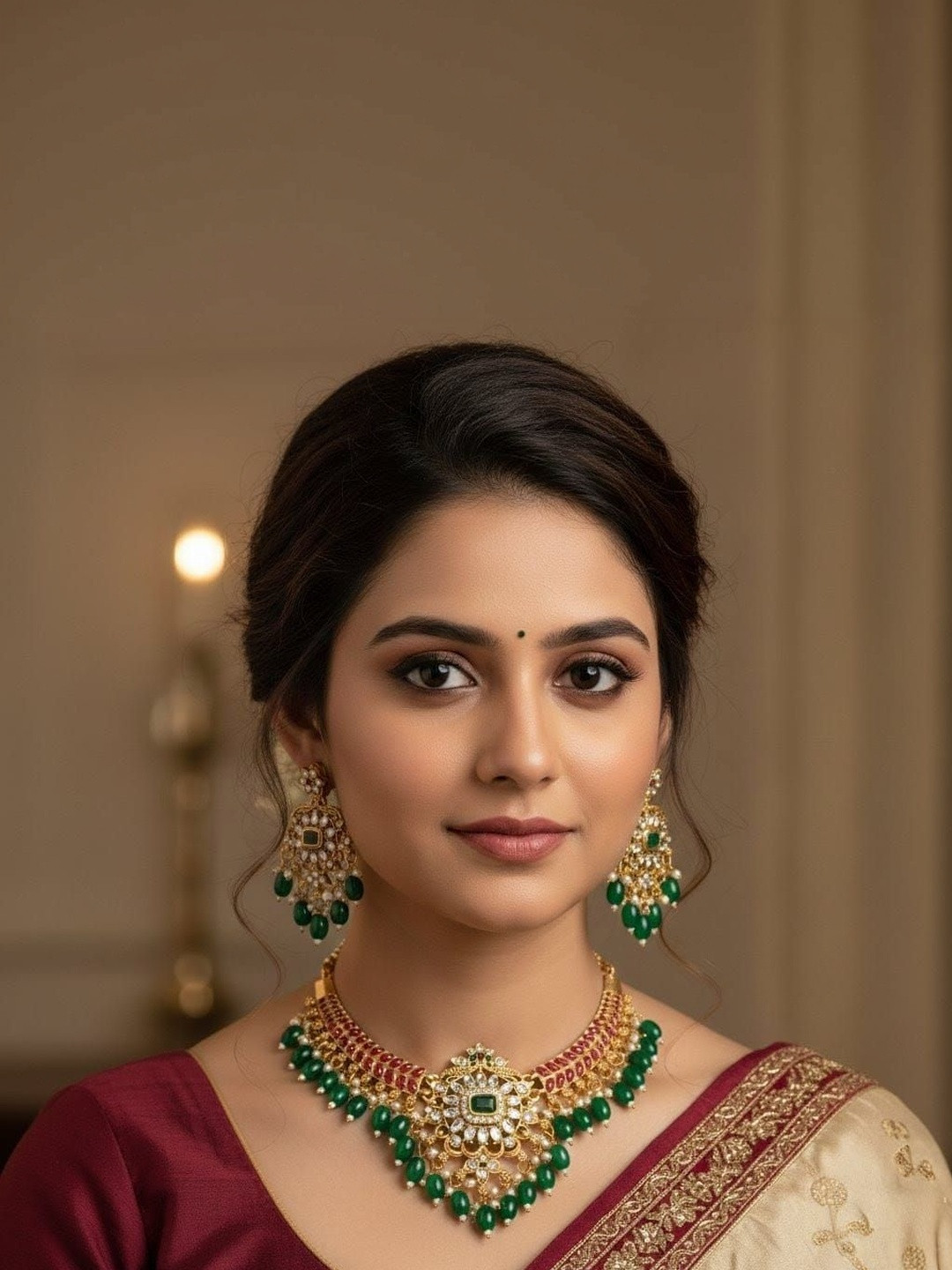 PADMAWATI BANGLES PVT LDT Gold-Plated Antique Stone Studded & Beaded Necklace and Earrings