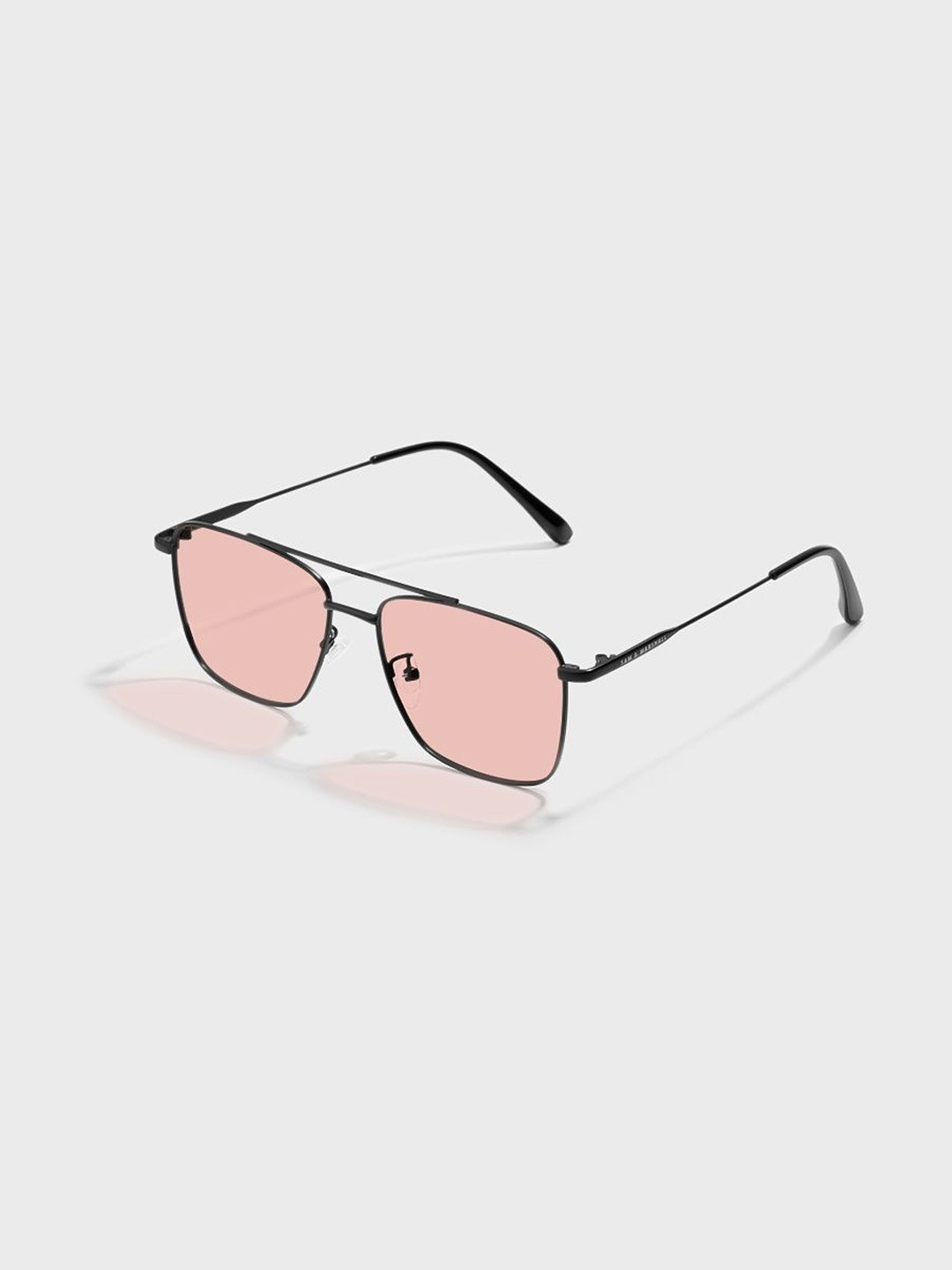 SAM & MARSHALL Unisex Pink Lens & Black Aviator Sunglasses with
