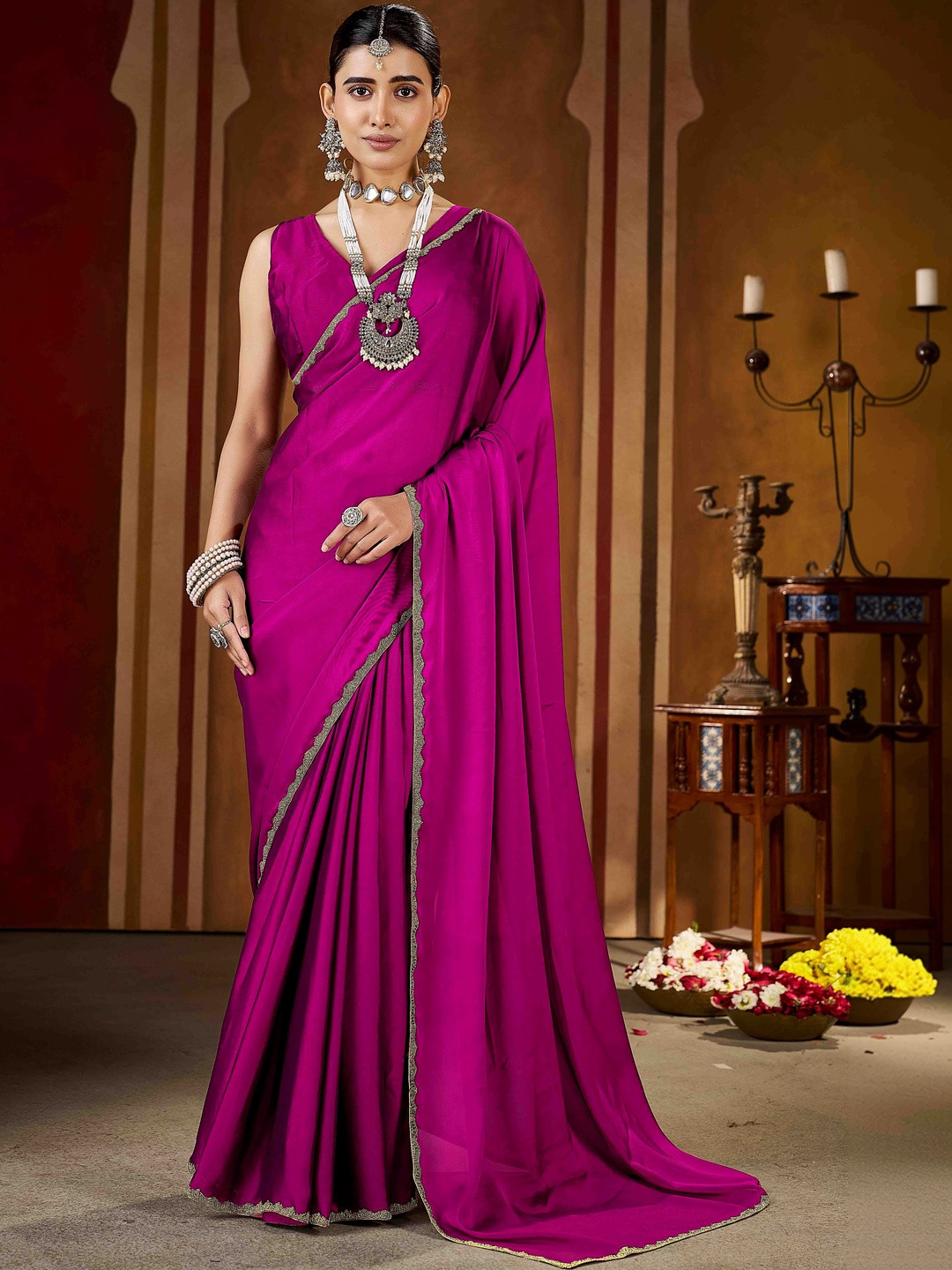 RAAG VARNAM Rangoli Silk Pink saree with Blouse