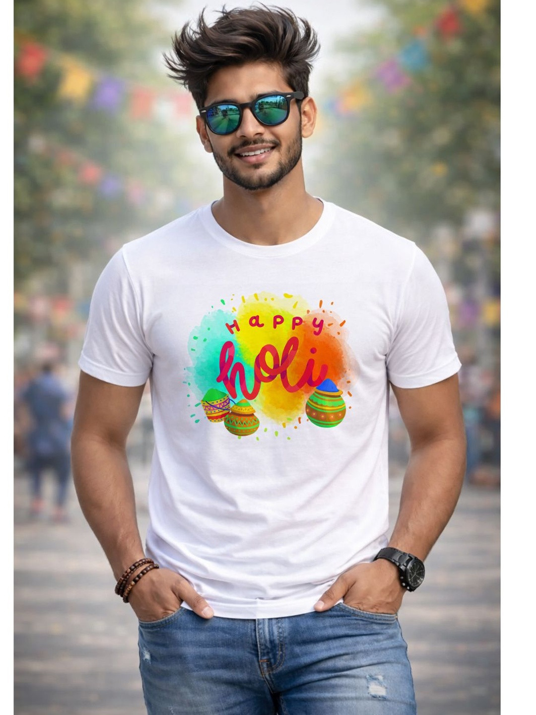 Triptee Men Printed Pure Cotton T-shirt