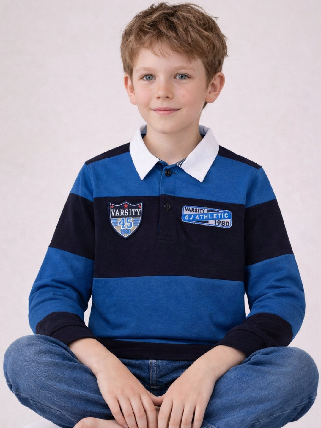 Gini and Jony Boys Colourblocked Polo Collar Cotton Tshirt