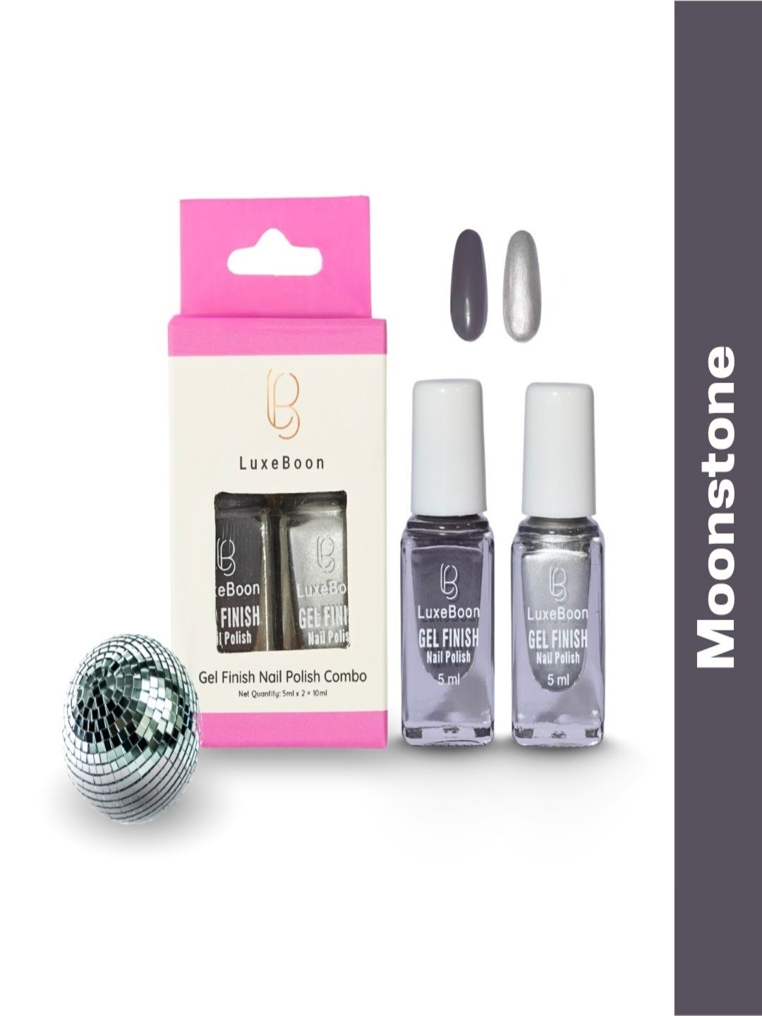 LUXEBOON Set Of 2 Matte & Glitter Gel Finish Nail Polish - 5 ml Each - Moonstone