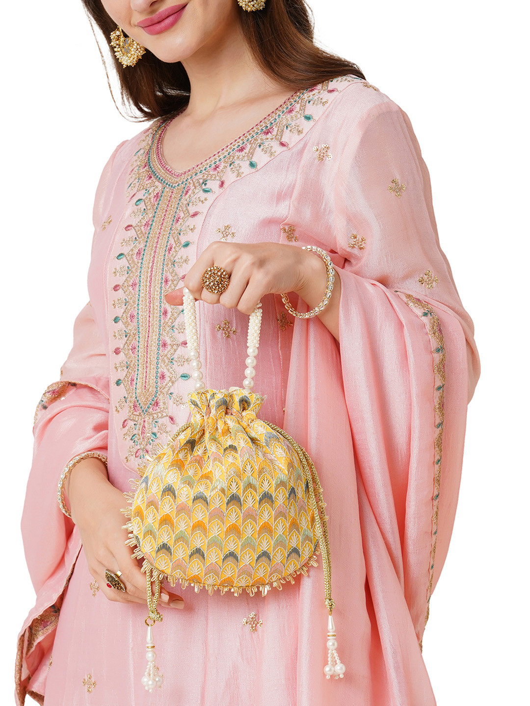 Lavie Women's Noor Chevron Embroidered Small Potli