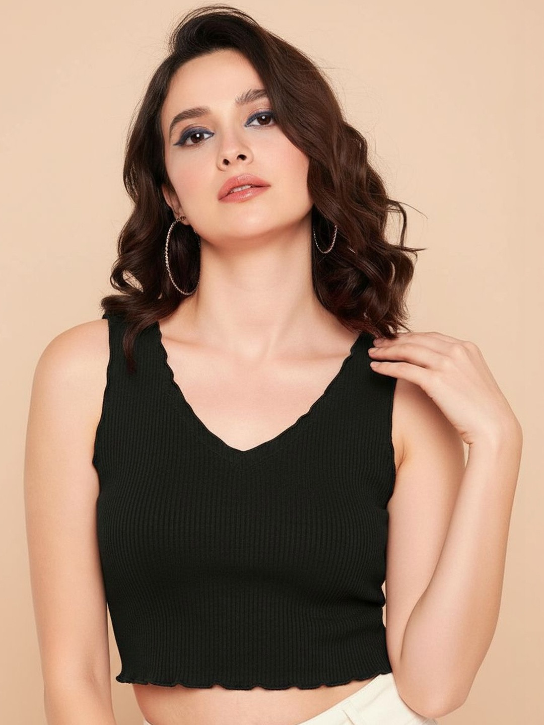 Istyle Can Ruffles Tank Crop Top