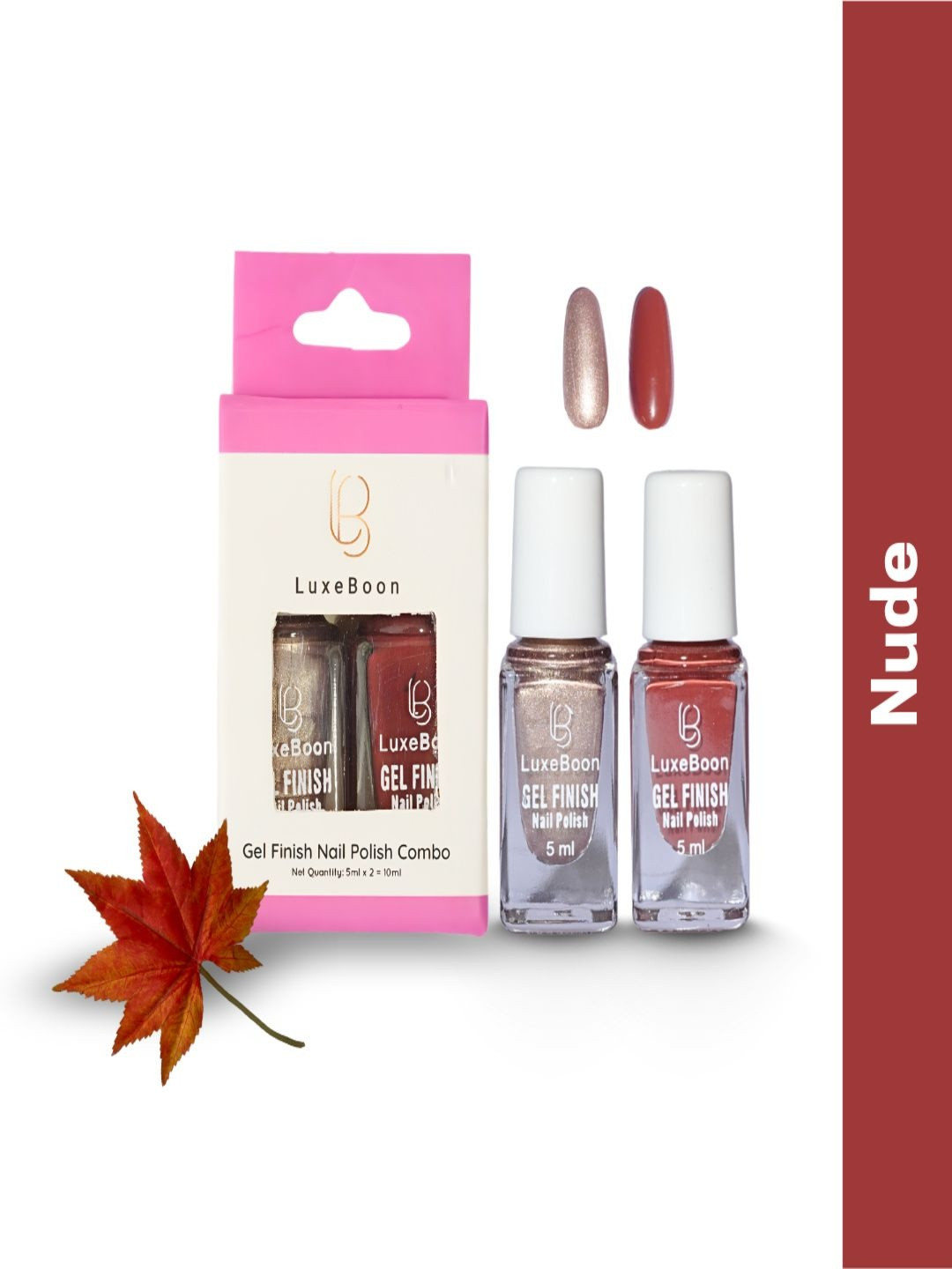 LUXEBOON Set Of 2 Matte & Glitter Gel Finish Nail Polish - 5 ml Each - Nude