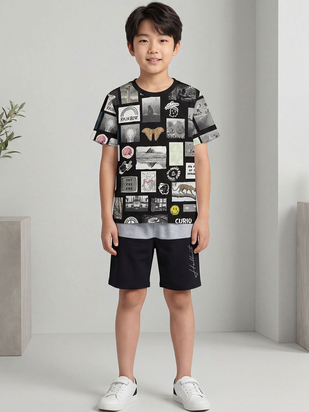 HELLCAT Boys Printed T-shirt with Shorts