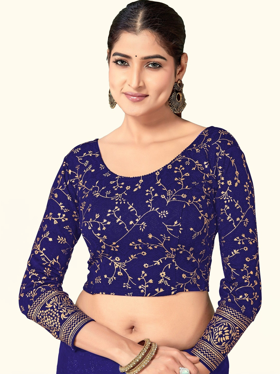 DRESQUE STORE Brocade Woven Design Brocade Saree Blouse