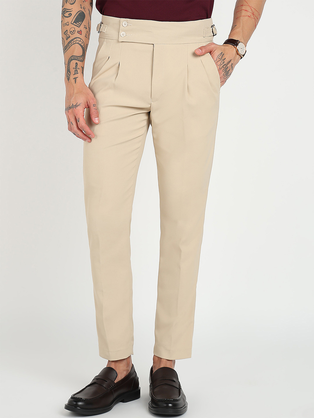 MANCREW Men Original Wrinkle Free Pleated Gurkha Pants