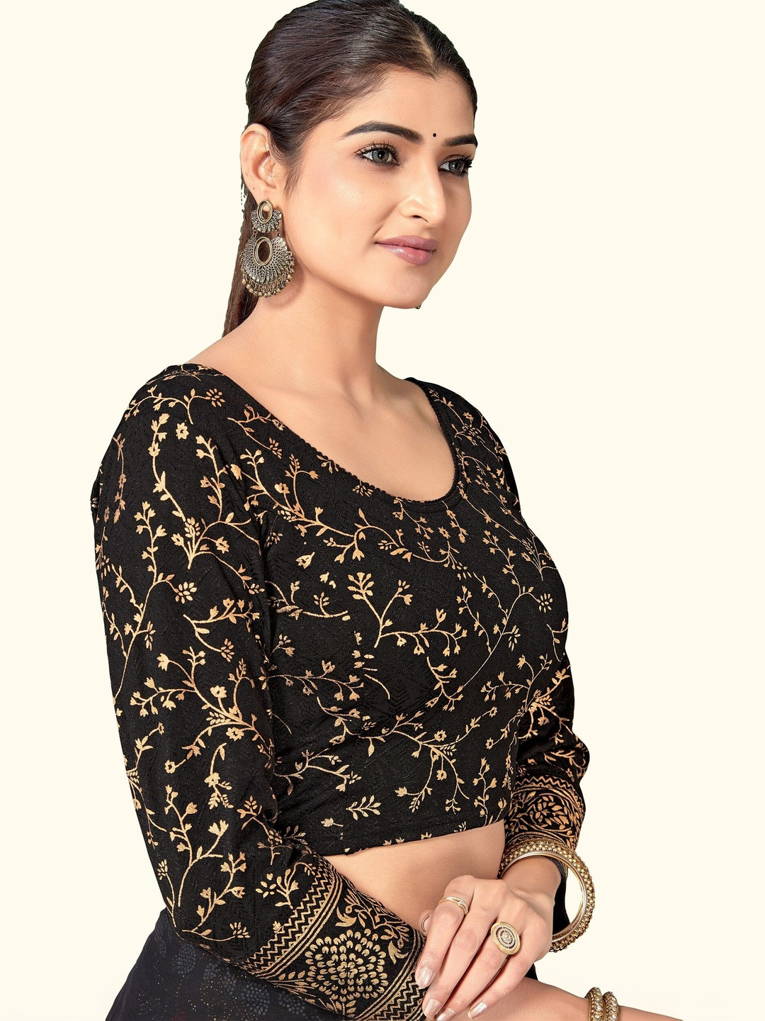 DRESQUE STORE Brocade Woven Design Zari Saree Blouse
